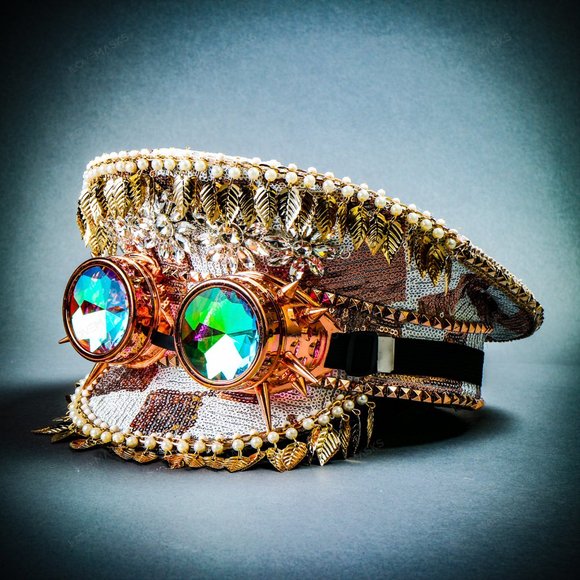 Rose Gold Burning Man Captain Top Cap w/ 3D Goggle - Picture 4 of 8